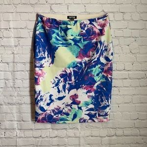 Kohls Apt 9 Fitted Pencil Skirt-XL-White/Multi